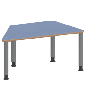 Tisch ZALOTTI mit Linoleum-Belag Trapeztisch, B/H/T: 120x41x60 cm, Stahlrohrbeine Ø 60 mm, Fußvariante: höhenverstellbar (41/55 cm), Tischbeine mit RAL-Farbe 9006 (weißaluminium)-image