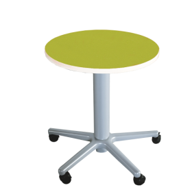 Beistelltisch mit Fußkreuz und Gasfeder, HV 72-110 cm Tischplatte mit Linoleumbelag, rund, Durchmesser: 60 cm-image