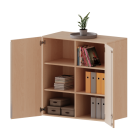 Aufsatzschrank für ErgoTray Serie, 3 Ordnerhöhe - Serie evo180 Gesamthöhe 108 cm, Breite 104,5 cm, zwei Türen, mit Mittelwand-image