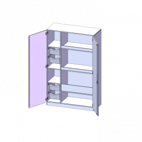 Sportschrank, 5 Ordnerhöhen - Serie evo180 B/H/T: 120x190x50 cm, 4 hohe ErgoTray Boxen, Ballfach, mit Sockel (81 mm)-image