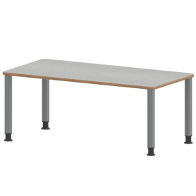 Tisch ZALOTTI mit Linoleum-Belag Rechtecktisch, B/H/T: 120x41x60 cm, Stahlrohrbeine Ø 60 mm, Fußvariante: höhenverstellbar (41/55 cm), Tischbeine mit RAL-Farbe 9006 (weißaluminium)-image