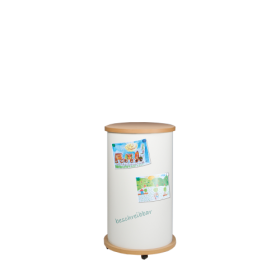 Mobile Litfaßäule mit Whiteboardoberfläche, Schultafelstahl, weiß Höhe: 130 cm, Durchmesser: 60 cm-image