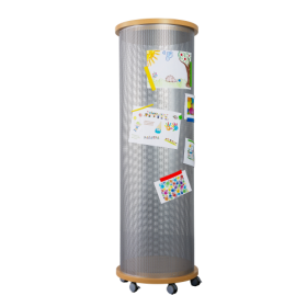 Litfaßsäule mit Lochblech, fahrbar B/H/T: 70x213x70 cm, Infosäule rund aus feuerhemmendem Material-image