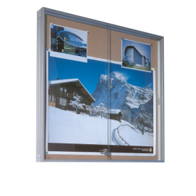 Wandvitrine IA mit Schiebetür aus Sicherheitsglas und Korkrückwand verschiedene Größen wählbar-image