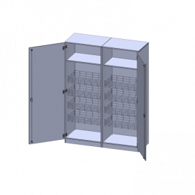Sportschrank, 5 Ordnerhöhen - Serie evo180 B/H/T: 140,6x190x60 cm, 8 Ballkörbe, Halterungen an den Türen, mit Sockel (81 mm)-image