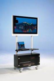 TV Wagen, TV Rack für Fernseher bis 50 Zoll mit Unterschrank und Ablage ScreenCart Serie Design 70, neigbare Halterung-image