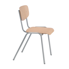 Stapelstuhl mit Vierfuß Rundrohrgestell Stapelstuhl mit geteilter Buche Multiplex Sitz und Rückenfläche-image