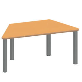 Tisch ZALOTTI mit Linoleum-Belag Trapeztisch, B/H/T: 120x25x60 cm, Stahlrohrbeine Ø 60 mm, Fußvariante: Stellfuß, Tischbeine mit RAL-Farbe 9006 (weißaluminium)-image