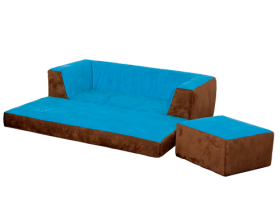 Kinder Klappcouch mit 2 Sesseln 140x50x70 cm, Sitzhöhe: 25 cm, Hocker je 49x49x25 cm, Bezug: Stoff-image