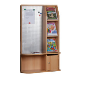 Infocenter B/H/T: 80x142x32 cm, mit 3 Schrägablagen, Lochblechrückwand, offenem Fach und abschließbarem Postfach, zur Wandmontage, aus feuerhemmendem Material-image