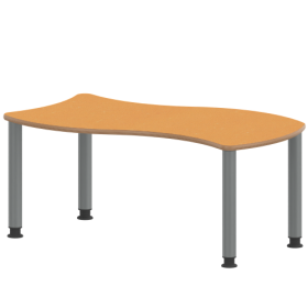 Tisch ZALOTTI mit Linoleum-Belag Wellen-Rechtecktisch, B/H/T: 120x41x60 cm, Stahlrohrbeine Ø 60 mm, Fußvariante: höhenverstellbar, Tischbeine mit RAL-Farbe 9006 (weißaluminium)-image