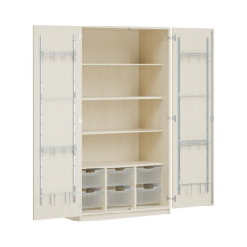 Zweitüriger Musikschrank MOFF 4B B/H/T: 104,5x190x60 cm, fahrbar und feststehend wählbar, 4 Einlegeböden, 6 Ergo Tray Boxen-image