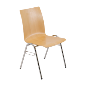Vierbeinstuhl mit Sperrholz- Sitzschale U, Sitzhöhe DIN 6 - 46 cm Stapelbarer Vierbeinstuhl mit  Stahlrohrgestell und ergonomisch geformter Sperrholz- Sitzschale "U"-image