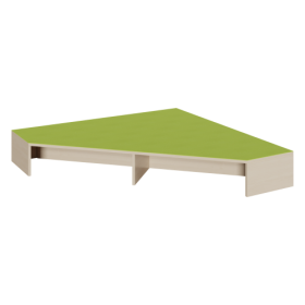 Eckpodest mit Linoleum-Deckplatte B/H/T: 150x24x150 cm, in langer Schräge 2 offene Nischen für Rollkästen-image