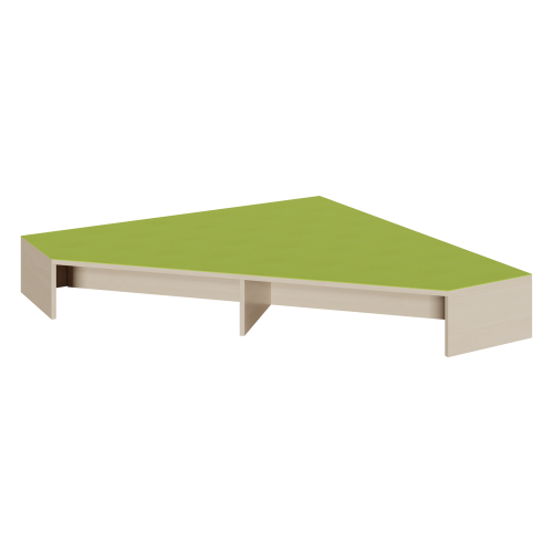 Eckpodest mit Linoleum-Deckplatte B/H/T: 150x24x150 cm, in langer Schräge 2 offene Nischen für Rollkästen-image