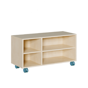 fahrbares Regal in Korpusbauweise B/T: 105x40 cm, 3 verschiedene Höhen, damit 2 / 4 / 6 Fächer, Mittelwand außermittig versetzt-image