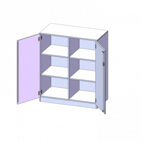 Schrank, 3 Ordnerhöhen - Serie evo180 B/H/T: 100x118x40 cm, 2 Türen, abschließbar, mit Mittelwand, mit Sockel (81 mm)-image
