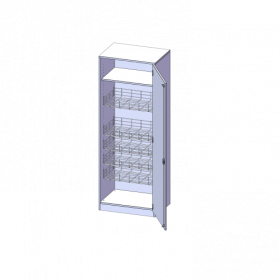 Sportschrank, 5 Ordnerhöhen - Serie evo180 B/H/T: 70,3x190x60 cm, mit 5 Ballkörben, Halterungen an der Tür, Tür öffnet rechts, mit Sockel (81 mm)-image
