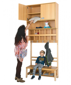 Hängeschrank über Garderobenablage B/H/T: 80x80x40 cm, 2türiger Schrank, darunter offenes Fach-image