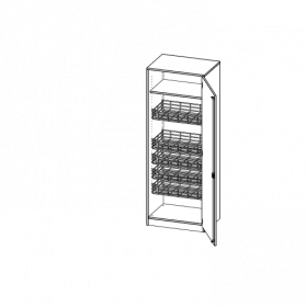 Sportschrank, 5 Ordnerhöhen - Serie evo180 B/H/T: 70,3x190x60 cm, mit 5 Ballkörben, Halterungen an der Tür, Tür öffnet rechts, mit Sockel (81 mm)-image
