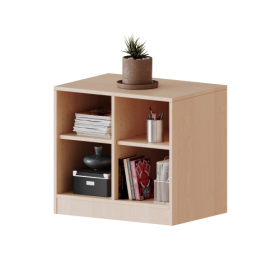Regal, zweireihig, 1 Ordnerhöhe - evo180 Serie Breite 70,3 cm, Gesamthöhe 64 cm (1,5 Ordnerhöhen!), mit Sockel und Mittelwand, ohne Boxen, 2 Einlegeböden-image