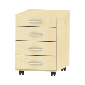 Rollcontainer fahrbar mit Zentralverriegelung B/H/T: 43x62,2x61,5 cm, Unterstell-Container mit 4 Schubladen auf Rollschubführung mit Wechselsperre-image