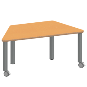 Tisch ZALOTTI mit Linoleum-Belag Trapeztisch, B/H/T: 120x25x60 cm, Stahlrohrbeine Ø 60 mm, Fußvariante: fahrbar, Tischbeine mit RAL-Farbe 9006 (weißaluminium)-image
