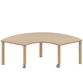 Tisch ZALOTTI mit Schichtstoff-Belag Drittelkreistische, Stellfläche B/T: 173x80 cm, Höhen 25…76 cm, Massivholzbeine Ø 60 mm, Fußvariante: fahrbar-image