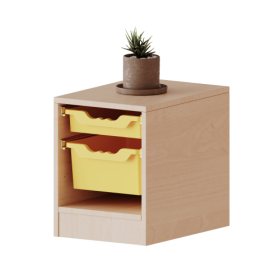 ErgoTray Regal, einreihig, 1 Ordnerhöhe - evo180 Serie Breite 36,1 cm, Gesamthöhe 46 cm, mit Sockel, 1 flache und 1 hohe ErgoTray Boxen-image