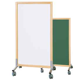 Trennwand fahrbar, mit Emaille-Flächen B/H/T: 74x137x50 cm, unterschiedliche Emaille-Farbkombinationen, Stahlgestell mit RAL-Farbe 9006 (weißaluminium)-image