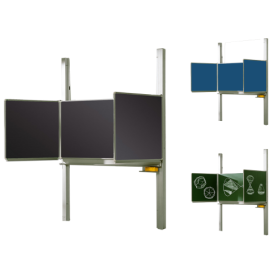 Schultafel Pylonentafel aus Premium Stahlemaille, Serie PYKL Stahlemaille Pylonenklappschiebetafel-image