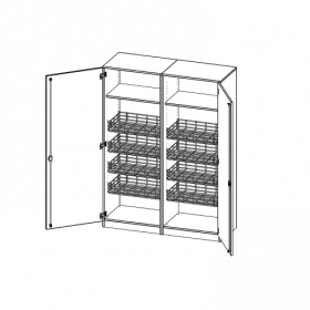 Sportschrank, 5 Ordnerhöhen - Serie evo180 B/H/T: 140,6x190x60 cm, 8 Ballkörbe, Halterungen an den Türen, mit Sockel (81 mm)-image