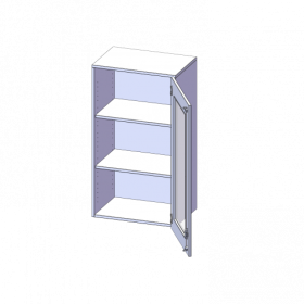 Aufsatzschrank, 3 Ordnerhöhen - Serie evo180 B/H/T: 60x108x40 cm, 1 Tür mit Glaseinsatz, abschließbar, Tür öffnet nach rechts-image