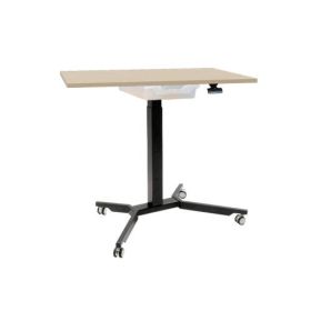 Sitz- / Stehtisch fahrbar mit Schublade und Melaminplatte B/H/T: 90x70-111x70 cm, fahrbarer und höhenverstellbarer Rechtecktisch-image