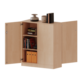Raumteiler Schrank, 3 Ordnerhöhen - Serie evo180 Breite 100 cm, Gesamthöhe 118 cm, 2 Türen, wechselseitig angeordnet, abschließbar, mit Sockel (81 mm)-image