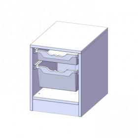 ErgoTray Regal, einreihig, 1 Ordnerhöhe - evo180 Serie B/H/T: 36,1x46x40 cm, mit Sockel (81 mm), 1 flache und 1 hohe ErgoTray Boxen-image