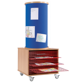 Mobile Litfaßsäule mit Stoffüberzug, 15 Trockengitter und Regal, Serie KLS-TW15S B/H/T: 77x190x77 cm, 15 Trockengitter und rückseitiges Regal-image