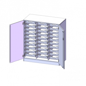 ErgoTray Schrank, dreireihig, 3 Ordnerhöhen - evo180 Serie B/H/T: 104,5x118x50 cm, zweitürig, mit Sockel (81 mm), mit 30 flachen ErgoTray Boxen-image