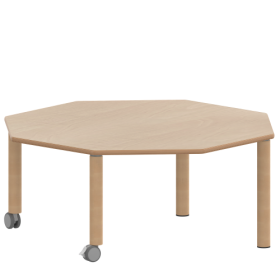 Tisch ZALOTTI mit Schichtstoff-Belag Achtecktische, Plattenmaß B/T: 120x120 cm, Höhen 25…76 cm, Massivholzbeine Ø 60 mm, Fußvariante: fahrbar-image