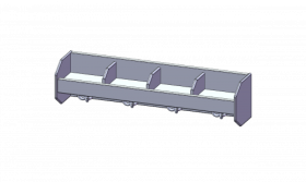 Garderobenablage mit vorderer Bilderleiste, Fachtrennern und Haken B/H/T: 80x20x18 cm, vorn Bilderleiste, oben 4 offene Fächer mit Fachtrennern, darunter 4 Dreifach-Kleiderhaken-image