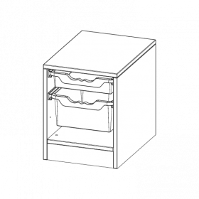 ErgoTray Regal, einreihig, 1 Ordnerhöhe - evo180 Serie B/H/T: 36,1x46x40 cm, mit Sockel (81 mm), 1 flache und 1 hohe ErgoTray Boxen-image
