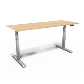 Elektrisch höhenverstellbarer Schreibtisch Gestell in Silber (Weißaluminium), B/H/T: 120x65-130x80 cm-image