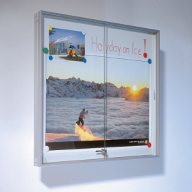 Wandvitrine IA mit Schiebetüren aus Sicherheitsglas und Whiteboardrückwand B/H/T: 50x40x7,5 cm-image