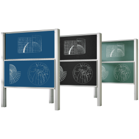 Zweiflächige Pylonentafel Schultafel aus Premium Stahlemaille, Serie PY2 E Pylonenschiebetafel-image