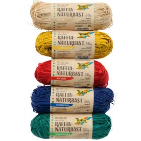Naturbast Raffia 5 x 50 g, farbig sortiert-image