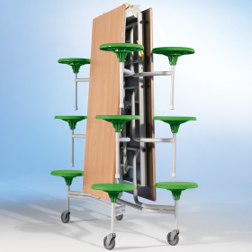 Spaceflex 2.0 Klapptisch mit integrierten Stühlen, rechteckig, Schichtstoffplatte 12 Sitze Farbe Gelb, Sitzhöhe 41 cm-image