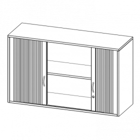 Aufsatzschrank mit Rollo, 2 Ordnerhöhen - Serie evo180 Gesamthöhe 72 cm, Querrollladen, abschließbar-image