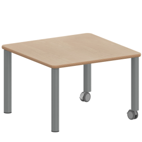 Tisch ZALOTTI mit Schichtstoff-Belag Quadrattische, Maße B/T: 80x80 bzw. 60x60 cm, Höhen 25…76 cm, Stahlrohrbeine Ø 60 mm, Fußvariante: fahrbar-image