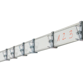 Bilderklemmleiste Stahl weiß Bilderleiste mit 3 Papierklemmen pro Meter, Oberfläche in Stahl weiß, magnethaftend-image