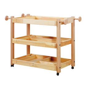 Gerätewagen aus Holz B/H/T: 85x85x50 cm, 3 Ablageböden mit Facheinteilung und Aufkantung-image